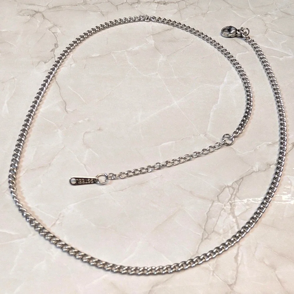 New Stainless Steel Chain Necklace Women Men Silvertone 20